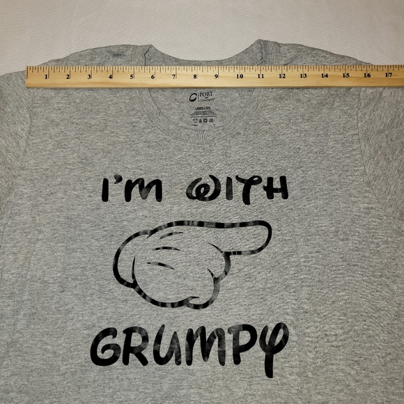 I'm With Grumpy T Shirt Womens Large Gray Short Sleeve - Picture 4 of 8
